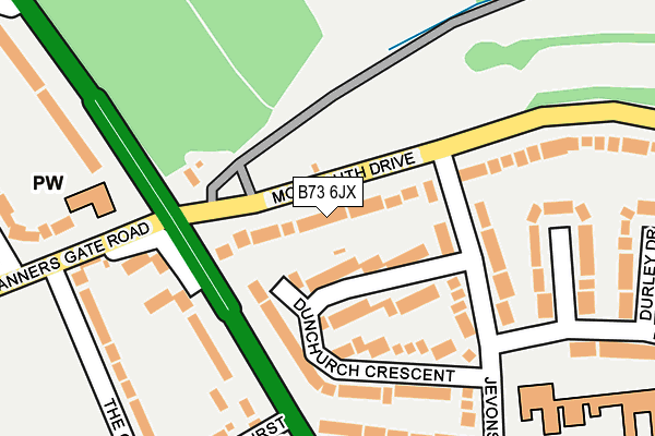 B73 6JX map - OS OpenMap – Local (Ordnance Survey)