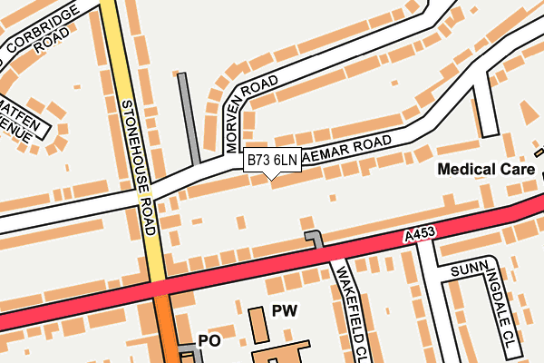 B73 6LN map - OS OpenMap – Local (Ordnance Survey)