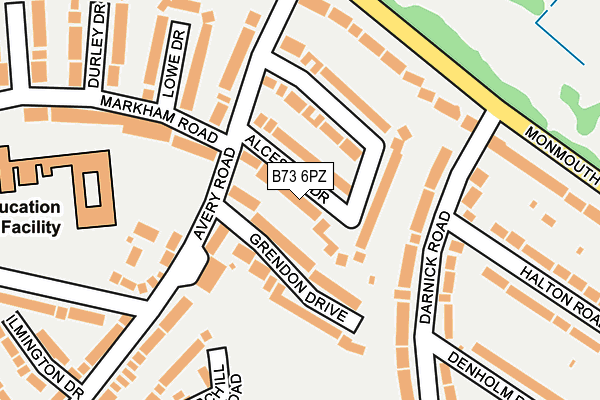 B73 6PZ map - OS OpenMap – Local (Ordnance Survey)