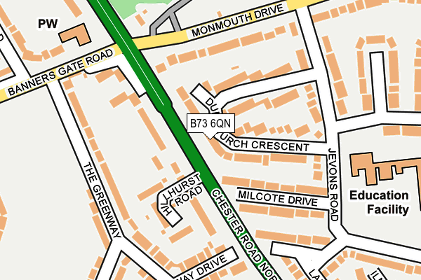 B73 6QN map - OS OpenMap – Local (Ordnance Survey)