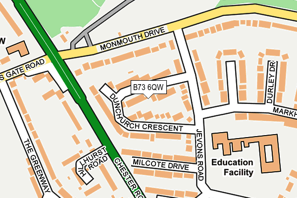 B73 6QW map - OS OpenMap – Local (Ordnance Survey)