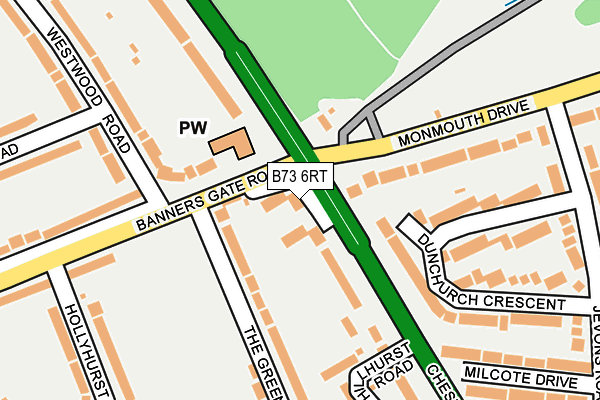 B73 6RT map - OS OpenMap – Local (Ordnance Survey)