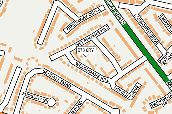 B73 6RY map - OS OpenMap – Local (Ordnance Survey)