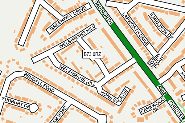 B73 6RZ map - OS OpenMap – Local (Ordnance Survey)