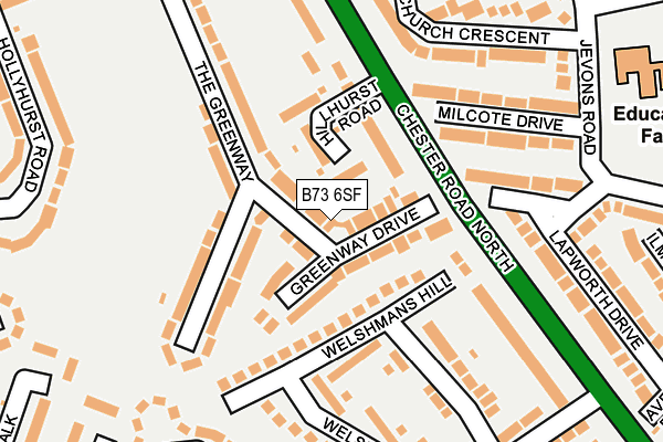 B73 6SF map - OS OpenMap – Local (Ordnance Survey)