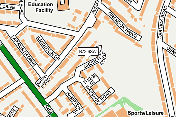 B73 6SW map - OS OpenMap – Local (Ordnance Survey)