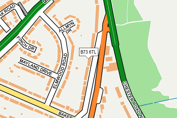 B73 6TL map - OS OpenMap – Local (Ordnance Survey)