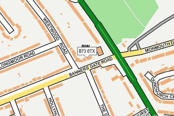 B73 6TX map - OS OpenMap – Local (Ordnance Survey)