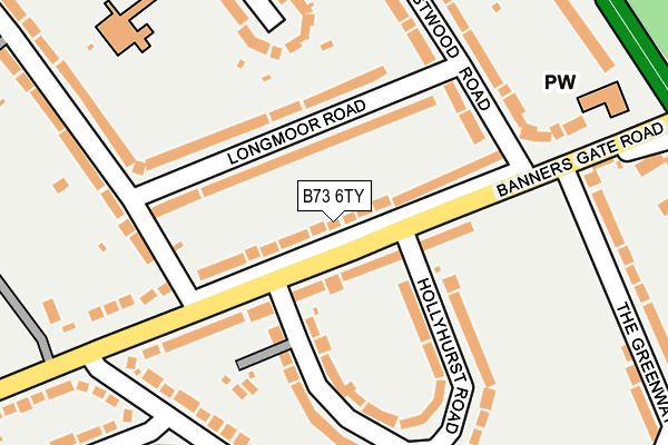B73 6TY map - OS OpenMap – Local (Ordnance Survey)