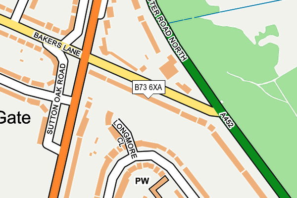 B73 6XA map - OS OpenMap – Local (Ordnance Survey)