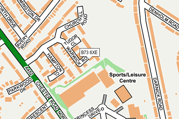 B73 6XE map - OS OpenMap – Local (Ordnance Survey)