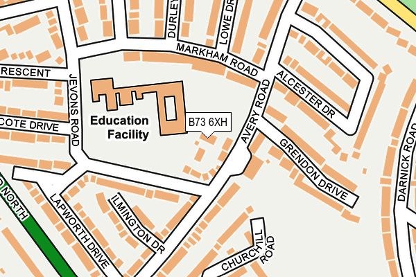 B73 6XH map - OS OpenMap – Local (Ordnance Survey)