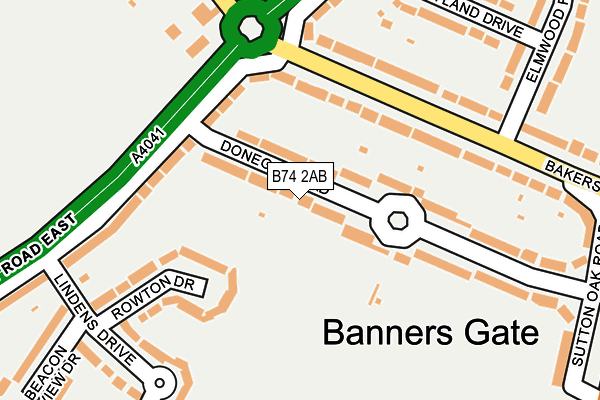 B74 2AB map - OS OpenMap – Local (Ordnance Survey)