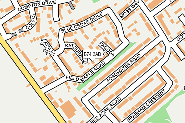 B74 2AD map - OS OpenMap – Local (Ordnance Survey)