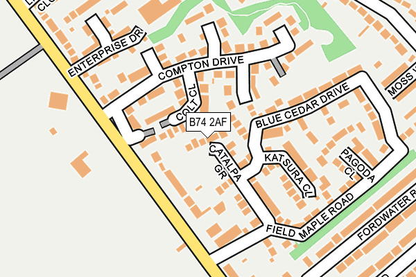 B74 2AF map - OS OpenMap – Local (Ordnance Survey)