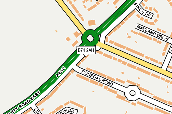 B74 2AH map - OS OpenMap – Local (Ordnance Survey)