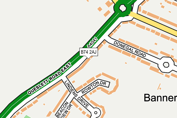 B74 2AJ map - OS OpenMap – Local (Ordnance Survey)