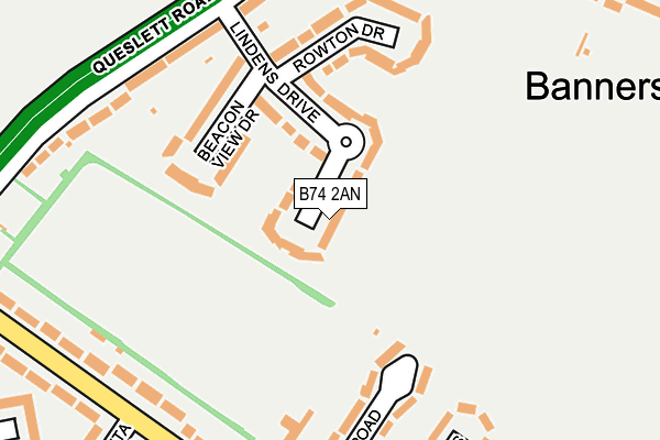 B74 2AN map - OS OpenMap – Local (Ordnance Survey)