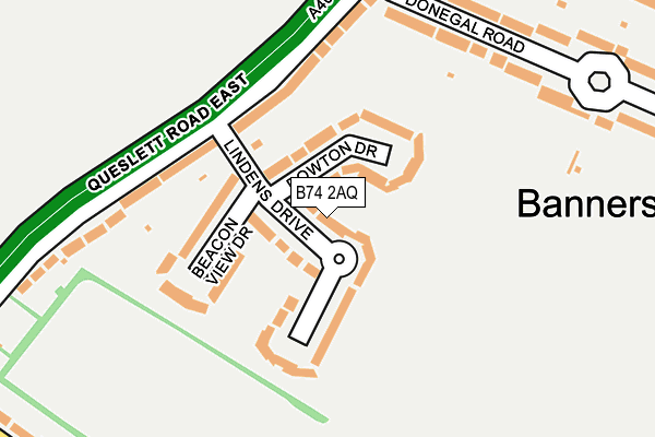 B74 2AQ map - OS OpenMap – Local (Ordnance Survey)
