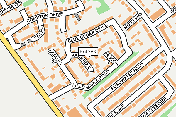 B74 2AR map - OS OpenMap – Local (Ordnance Survey)