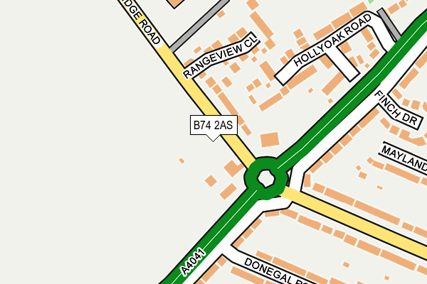 B74 2AS map - OS OpenMap – Local (Ordnance Survey)