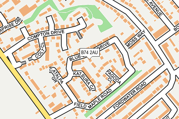 B74 2AU map - OS OpenMap – Local (Ordnance Survey)