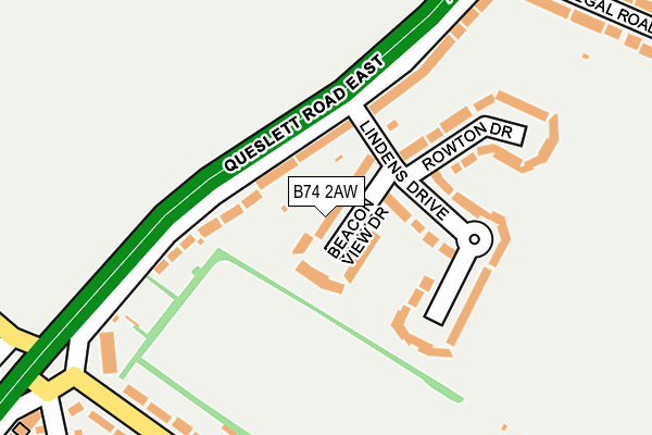 B74 2AW map - OS OpenMap – Local (Ordnance Survey)