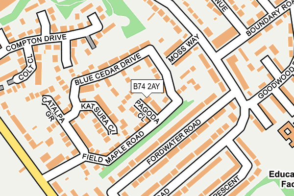 B74 2AY map - OS OpenMap – Local (Ordnance Survey)