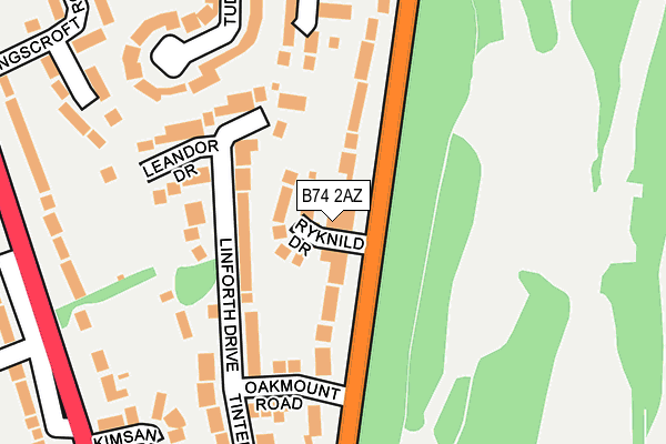 B74 2AZ map - OS OpenMap – Local (Ordnance Survey)