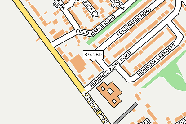 B74 2BD map - OS OpenMap – Local (Ordnance Survey)