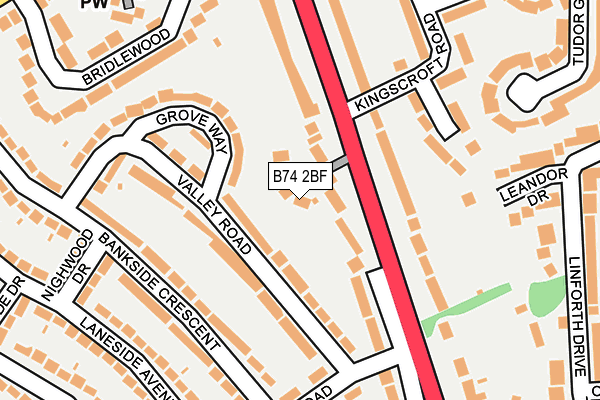 B74 2BF map - OS OpenMap – Local (Ordnance Survey)