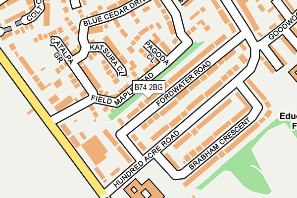 B74 2BG map - OS OpenMap – Local (Ordnance Survey)