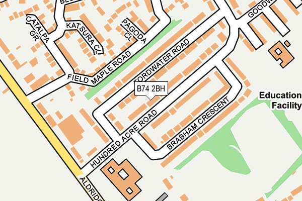 B74 2BH map - OS OpenMap – Local (Ordnance Survey)