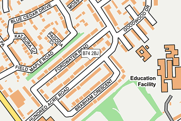 B74 2BJ map - OS OpenMap – Local (Ordnance Survey)