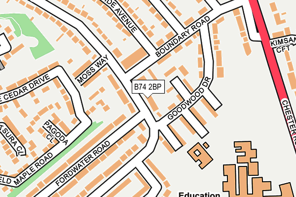 B74 2BP map - OS OpenMap – Local (Ordnance Survey)