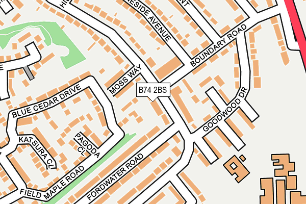 B74 2BS map - OS OpenMap – Local (Ordnance Survey)