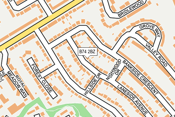 B74 2BZ map - OS OpenMap – Local (Ordnance Survey)