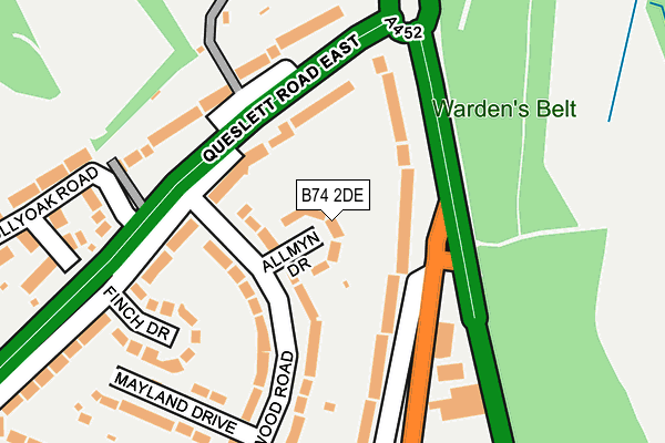 B74 2DE map - OS OpenMap – Local (Ordnance Survey)