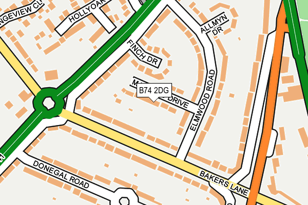 B74 2DG map - OS OpenMap – Local (Ordnance Survey)
