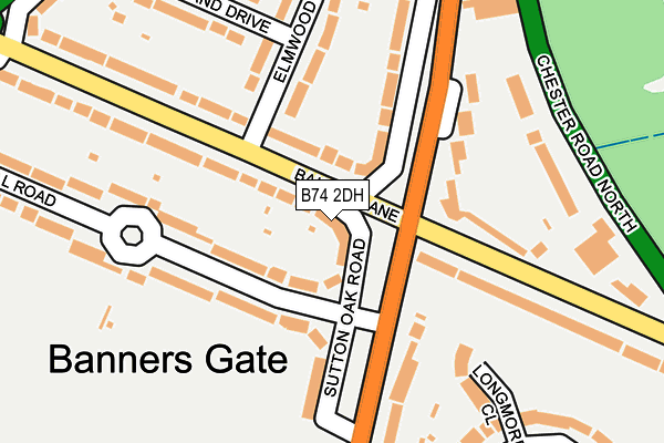 B74 2DH map - OS OpenMap – Local (Ordnance Survey)