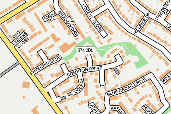 B74 2DL map - OS OpenMap – Local (Ordnance Survey)