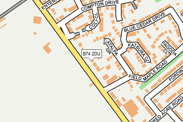B74 2DU map - OS OpenMap – Local (Ordnance Survey)