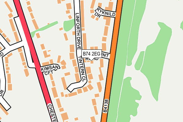 B74 2EG map - OS OpenMap – Local (Ordnance Survey)