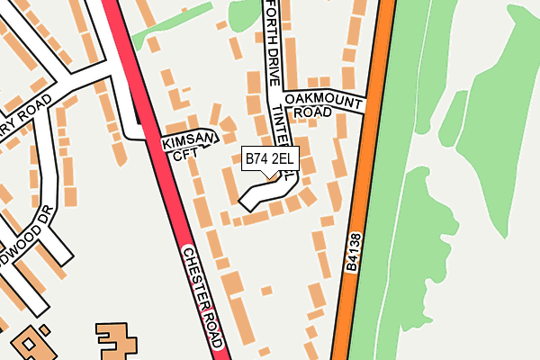 B74 2EL map - OS OpenMap – Local (Ordnance Survey)
