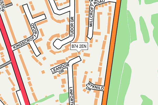 B74 2EN map - OS OpenMap – Local (Ordnance Survey)