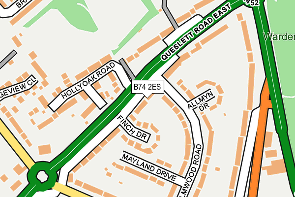 B74 2ES map - OS OpenMap – Local (Ordnance Survey)