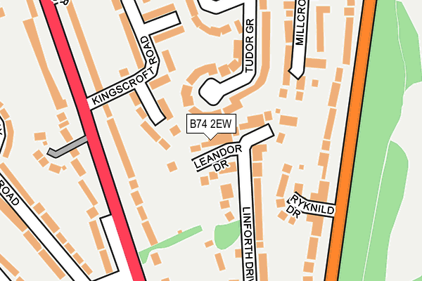 B74 2EW map - OS OpenMap – Local (Ordnance Survey)