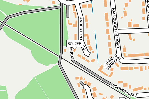 B74 2FR map - OS OpenMap – Local (Ordnance Survey)