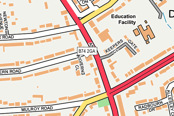 B74 2GA map - OS OpenMap – Local (Ordnance Survey)