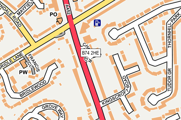 B74 2HE map - OS OpenMap – Local (Ordnance Survey)
